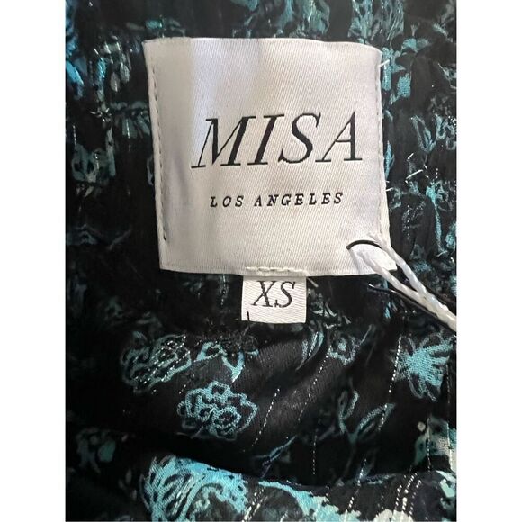 Misa Los Angeles Women's Teal Shimmer Marion Lurex Chiffon Mini Skirt XS NWT - Picture 5 of 6